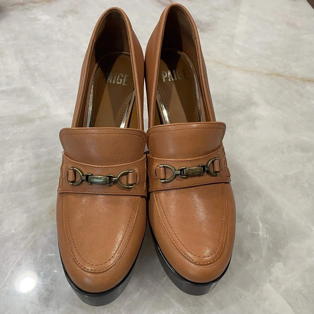 PAIGE Masha Bit Loafer Pump in Cognac - Picture 6 of 7